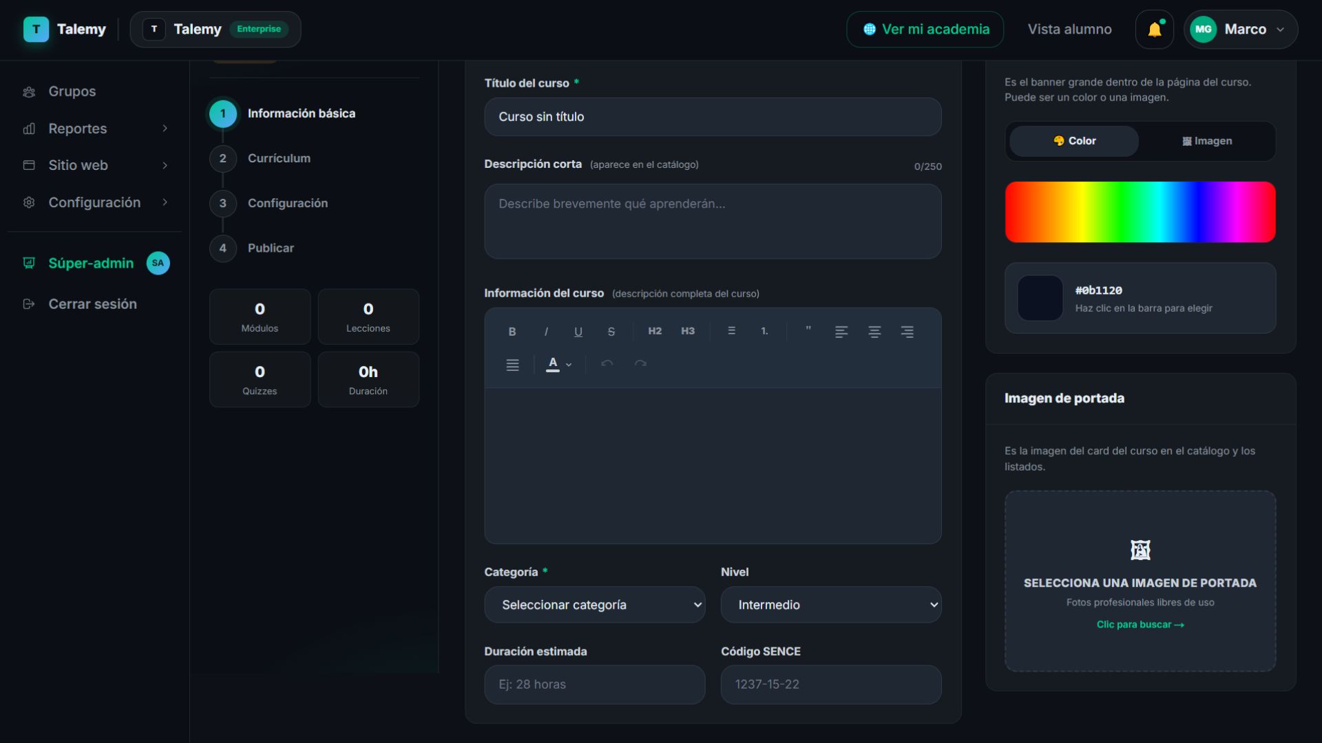 Constructor de cursos